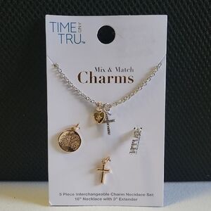 Time and Tru Mixed Metal Charm Necklace Set